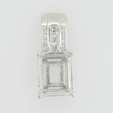 14K White Gold Semi Mount Pendant Setting Emerald OCT 10X8mm - Syzjewelry
